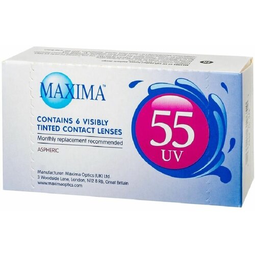 Контактные линзы Maxima 55 UV Aspheric, 6 шт., R 8,6, D -5,25, бесцветный, 1 уп. фотография