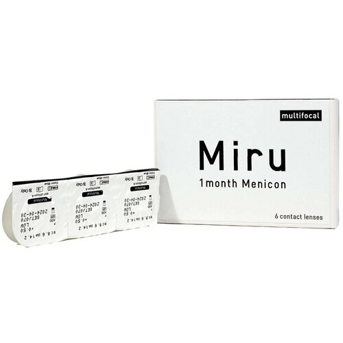 Контактные линзы Menicon Miru 1month Multifocal, 6 шт., R 8,6, D -2, ADD: высокая фотография