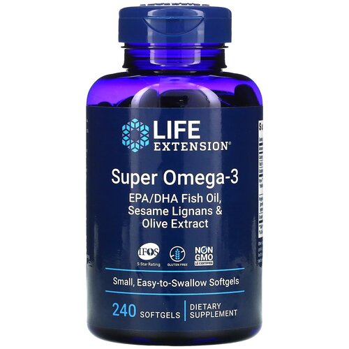 Капсулы Life Extension Super Omega-3 EPA/DHA with Sesame Lignans & Olive Extract, 280 г, 250 мл, 240 шт. фотография