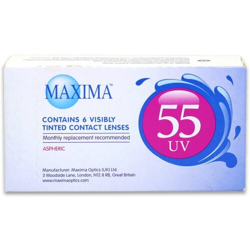 Контактные линзы Maxima 55 UV Aspheric, 6 шт., R 8,9, D -1, 1 уп. фотография