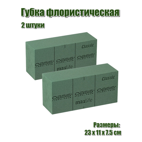 Флористическая губка для цветов (пена), 23 х 11 х 7,5 см, 2 штуки фотография