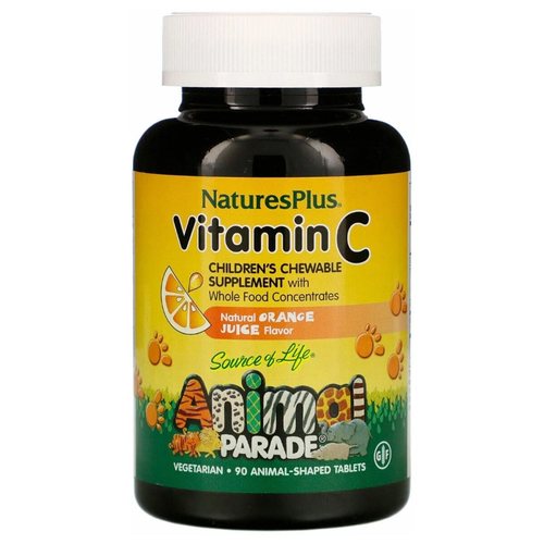 NaturesPlus Animal Parade Vitamin C таб. жев., 150 мл, 90 шт., апельсин фотография