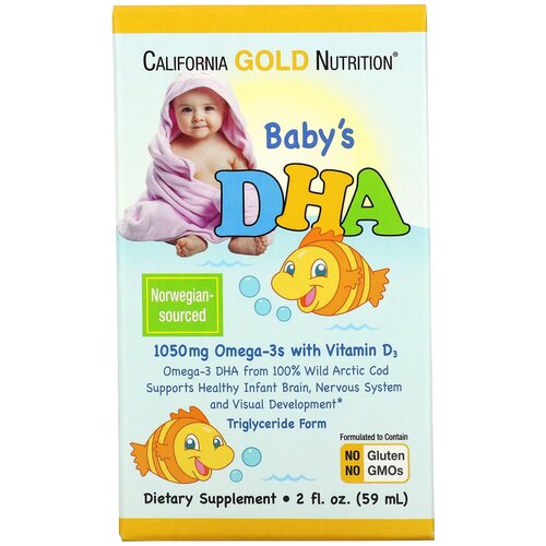 California Gold Nutrition Baby's DHA Omega-3 with vitamin D3 фл., 59 мл, 270 г фотография