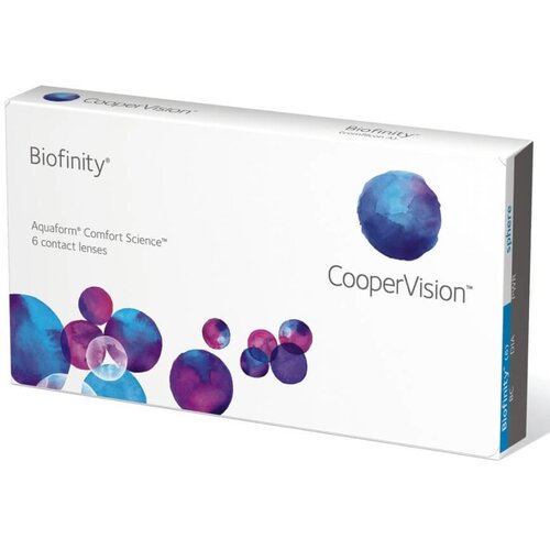 Контактные линзы CooperVision Biofinity, 6 шт., R 8,6, D +4, прозрачный, 1 уп. фотография