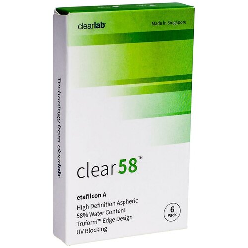 Контактные линзы Clearlab Clear 58, 14 мм, 6 шт., R 8,7, D -8,5, прозрачный, 1 уп. фотография