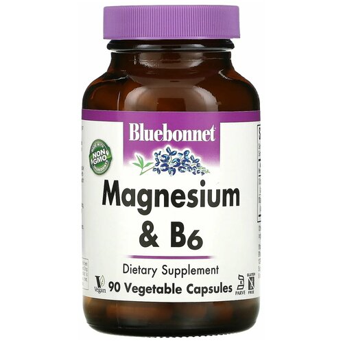 Bluebonnet Nutrition Magnesium Plus B6 (Магний плюс B6) 90 капсул фотография