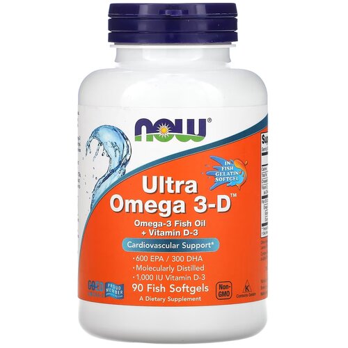 Капсулы NOW Ultra Omega 3-D, 270 г, 100 мл, 90 шт. фотография