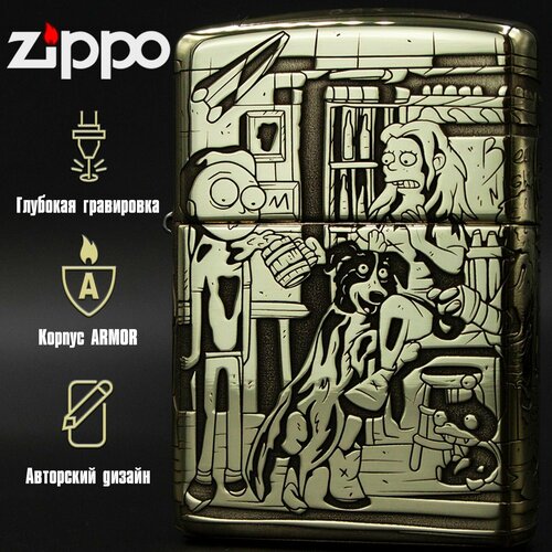 Зажигалка бензиновая Zippo Armor с гравировкой Бар Мо фотография