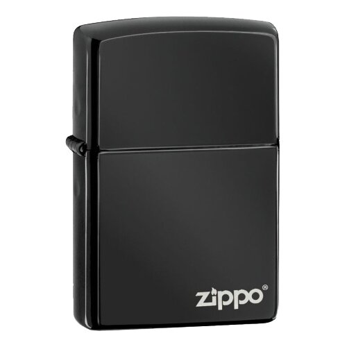 Zippo Classic зажигалка бензиновая Ebony Zippo Logo 1 шт. 56.7 г фотография