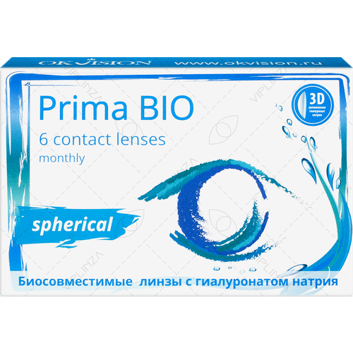 Контактные линзы OKVision PRIMA BIO, 6 шт., R 8,6, D -12,5, прозрачные, 1 уп. фотография