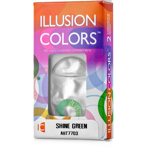 Контактные линзы ILLUSION Colors Shine, 2 шт., R 8,6, D 0, green фотография