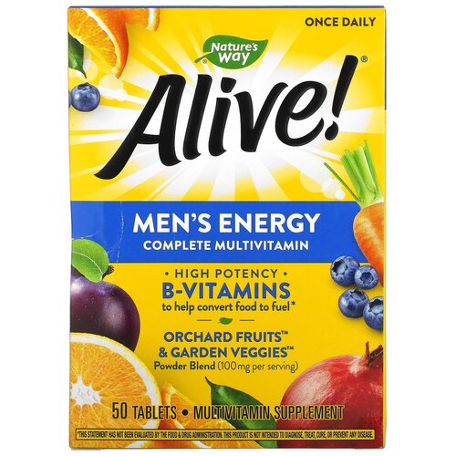 Таблетки Nature's Way Alive! Men's Energy Complete Multivitamin, 140 г, 140 мл, 50 шт. фотография