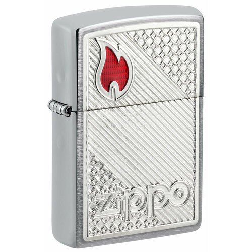 Зажигалка ZIPPO Classic с покрытием Brushed Chrome, латунь/сталь, серебристая, 38x13x57 мм фотография