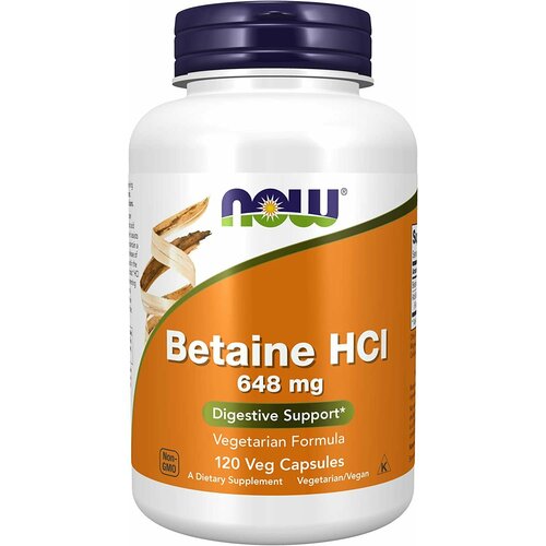 NOW Betaine HCI 648 mg 120 caps / Нау Бетаин Гидрохлорид 648 мг 120 капс фотография