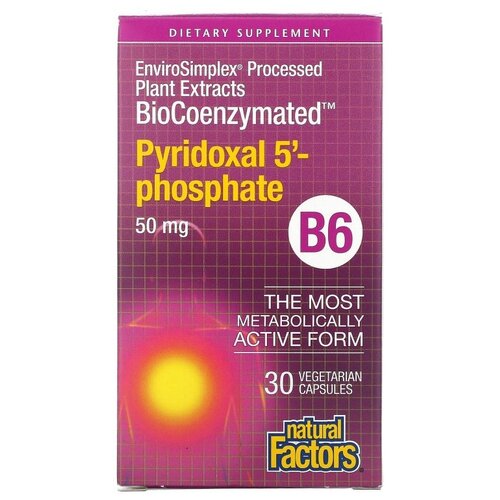 Капсулы Natural Factors BioCoenzymated B6 Pyridoxal 5'-Phosphate, 90 г, 50 мг, 30 шт. фотография