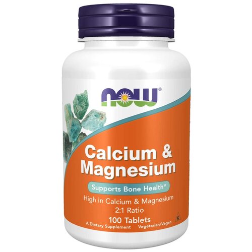 Таблетки NOW Calcium & Magnesium, 100 г, 250 мл, 100 шт. фотография