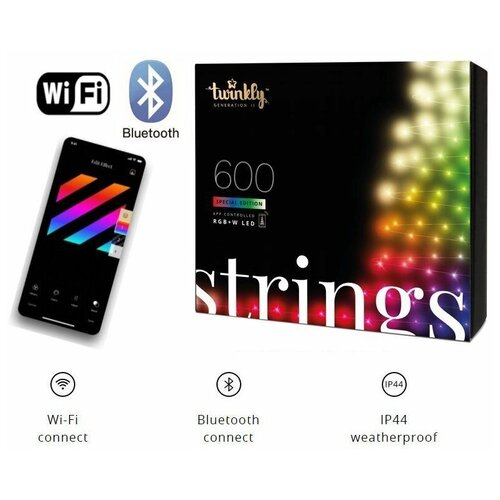 Smart LED гирлянда Twinkly Strings 600 светодиодов RGB+W BT+WiFi (TWS600SРP-BEU) фотография