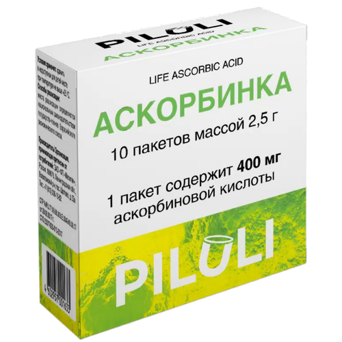 Аскорбинка Life Ascorbic Acid пор. пак., 400 мг, 2.5 г, 10 шт. фотография