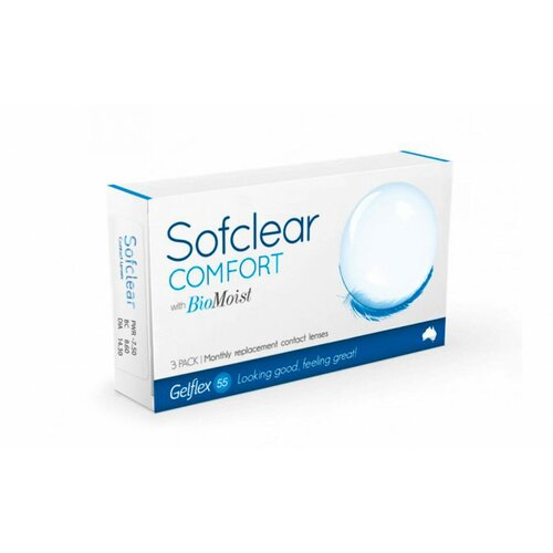 Контактные линзы Gelflex Sofclear Comfort with BioMoist, 3 шт., R 8,6, D +2,5 фотография