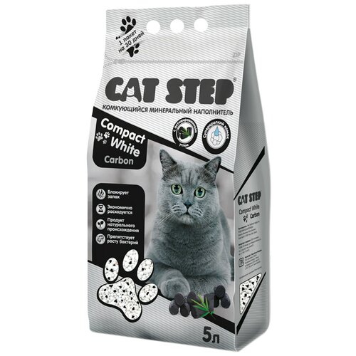 Комкующийся наполнитель Cat Step Compact White Carbon, 5л, 1 шт. фотография