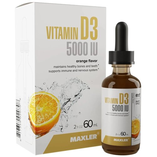 MAXLER Vitamin D3 фл., 5000 МЕ, 60 мл, апельсин фотография