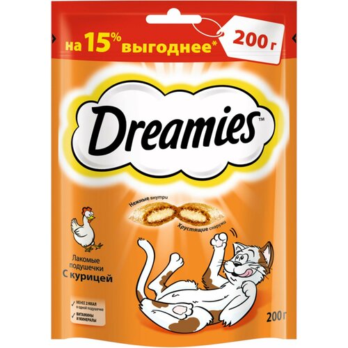 DREAMIES Лакомые подушечки с курицей д/кошек 200г фотография