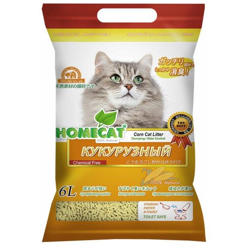 фотография Комкующийся наполнитель Homecat Эколайн Кукурузный, 6л, 1 шт., купить за 768 р