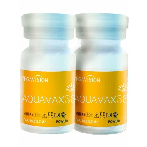 Контактные линзы Pegavision Aquamax 38, 2 шт., R 8,6, D -12, бесцветный, 1 уп. фотография