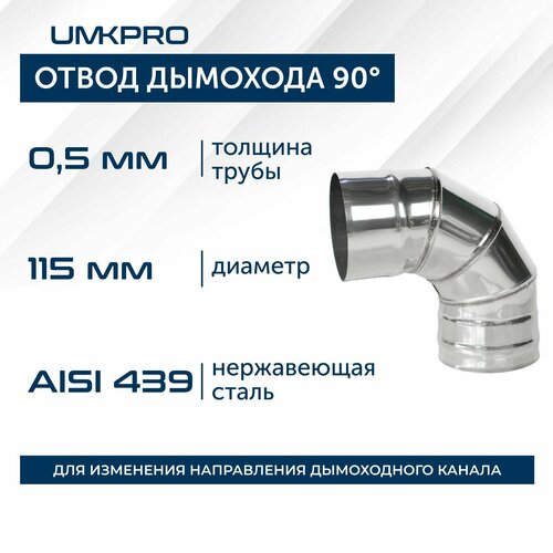 Отвод 90*, ф 115, AISI 439/0,5мм, тип-2 фотография