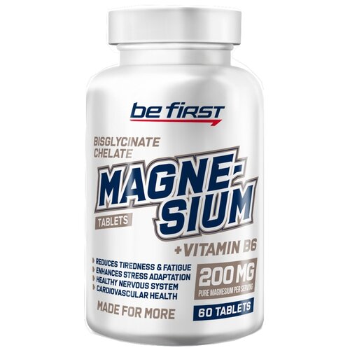 Таблетки Be First Magnesium + Vitamin B6, 120 г, 60 мл, 60 шт. фотография