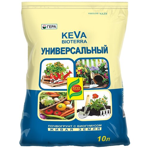 Почвогрунт Гера Keva Bioterra универсальный черный, 10 л, 3 кг фотография