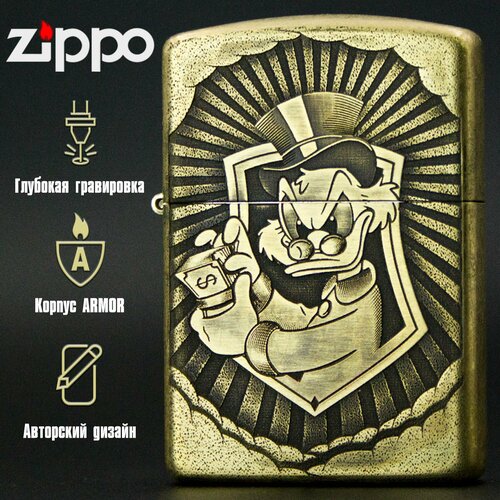 Зажигалка бензиновая Zippo Armor с гравировкой Money Maker фотография