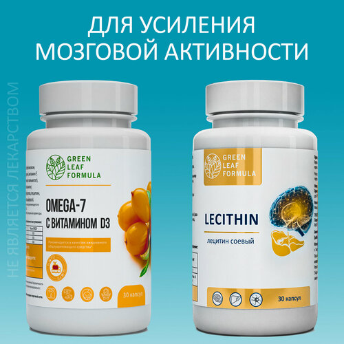 Набор (2 банки) омега 7 и LECITHIN Лецитин, витамины для мозга и нервной системы, для кишечника, для снижение веса и аппетита, витамин D3, облепиховое масло, масло черного тмина фотография