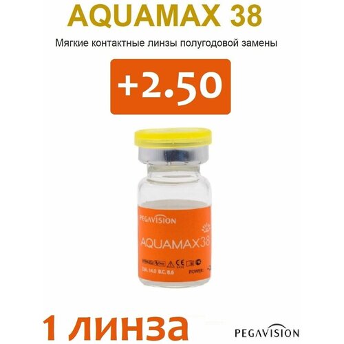 Контактные линзы Pegavision Aquamax 38, 1 шт., R 8,6, D +2,5, прозрачный, 1 уп. фотография