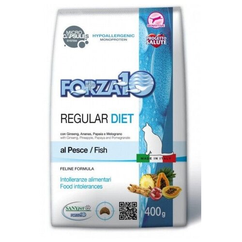 Сухой корм для кошек Forza10 Regular Diet, при аллергии, гипоаллергенный, с рыбой 400 г фотография