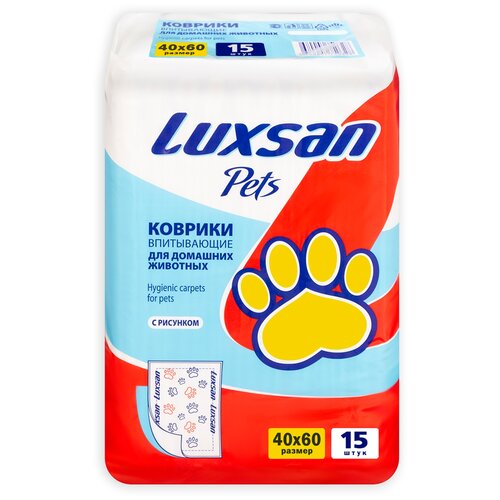 Пеленки для собак впитывающие Luxsan Pets с рисунком 60х40х60 см 15 шт. 1 шт. 60 см 40 см 60 см красный фотография