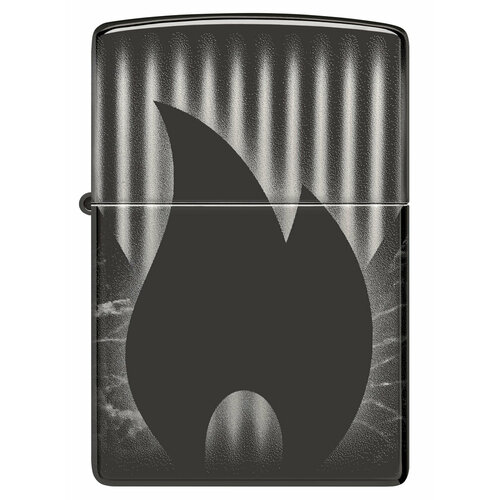 Оригинальная бензиновая зажигалка ZIPPO Classic 48738 с покрытием High Polish Black - пламя ZIPPO фотография