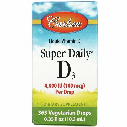 Carlson, Super Daily D3, 1000 МЕ, 10,3 мл (0,35 жидк. унции) фотография