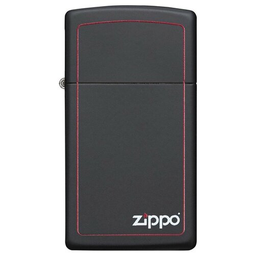 Zippo Slim зажигалка бензиновая Logo Border Black Matte 1 шт. 1 шт. 55 г фотография