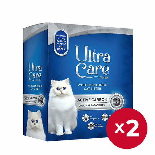 Ultra Care Active Carbon комкующийся наполнитель для кошачьего туалета с активированным углем, в двойном картоне - 7 кг х 2 шт фотография