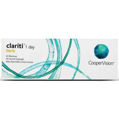 Контактные линзы CooperVision Clariti 1 day toric., 30 шт., R 8,6, D +1,5, CYL: -1,25, AХ: 180, ADD: +1.00 D, прозрачный, 1 уп. фотография