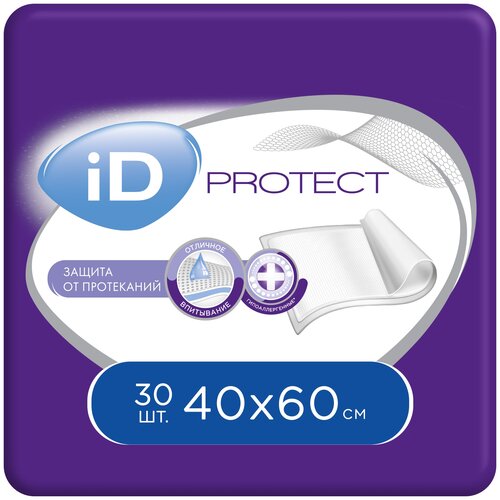 Пеленки iD Protect, 40 х 60 см, 8 капель, 30 шт. фотография