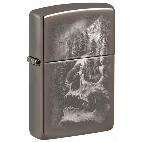 Зажигалка ZIPPO Skull Design с покрытием Black Ice®, латунь/сталь, черная, 38x13x57 мм фотография