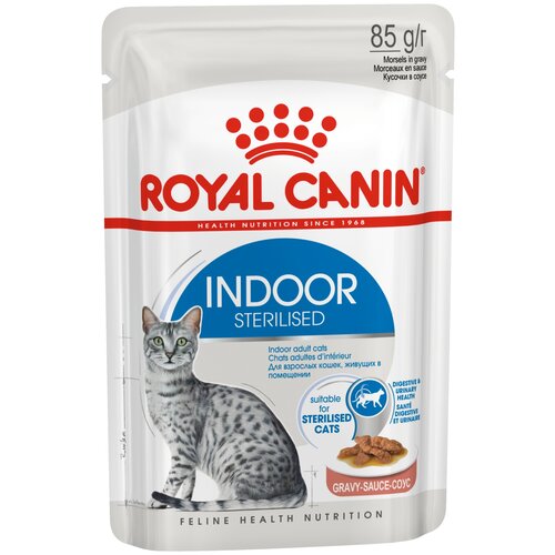 Влажный корм для стерилизованных кошек Royal Canin для живущих в помещении 14 шт. х 85 г (кусочки в соусе) фотография