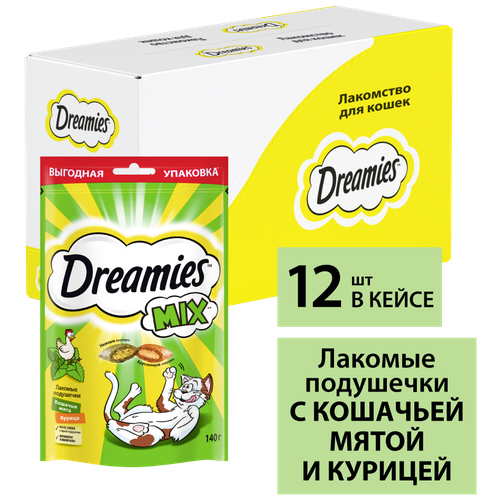 Лакомство для взрослых кошек Dreamies MIX с мятой и курицей, 12 шт по 140г фотография