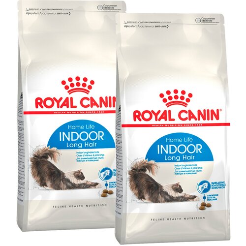 ROYAL CANIN INDOOR LONG HAIR для взрослых кошек живущих дома для вывода шерсти (2 + 2 кг) фотография