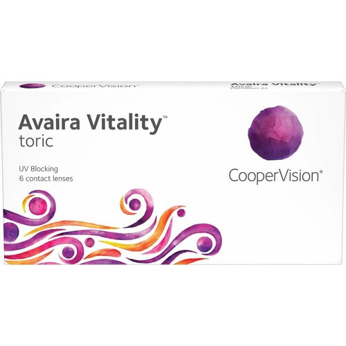 Контактные линзы CooperVision Avaira Vitality toric., 6 шт., R 8,5, D -2,75, CYL: -1,25, AХ: 40, бесцветный, 1 уп. фотография