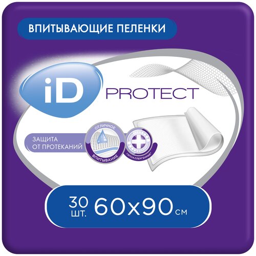 Пеленки iD Protect, 60 х 90 см, 7 капель, 1 уп. по 30 шт. фотография