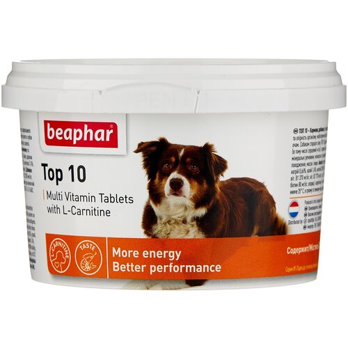 Кормовая добавка Beaphar Top 10 Multi Vitamin с L-карнитином для собак , 180 таб. фотография