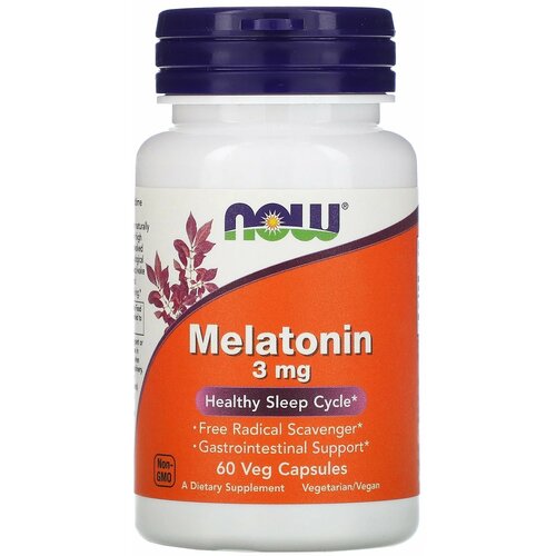 Капсулы NOW Melatonin, 60 г, 0.3 мл, 3 мг, 60 шт. фотография